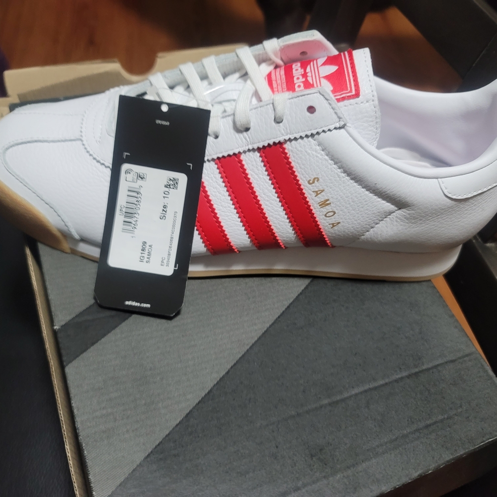 Adidas Samoa White and Red Sneakers